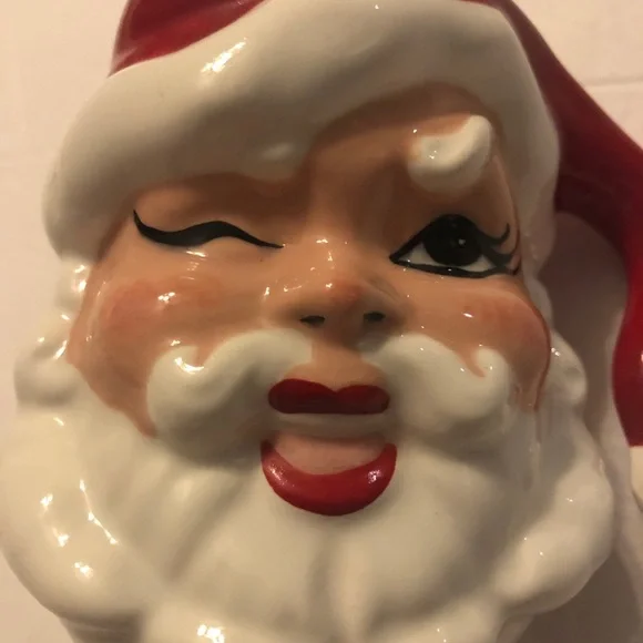 Vintage Ceramic Winking Santa Hot Chocolate/Coffee Mug Christmas Decor MCM 1960s - Picture 5 of 6